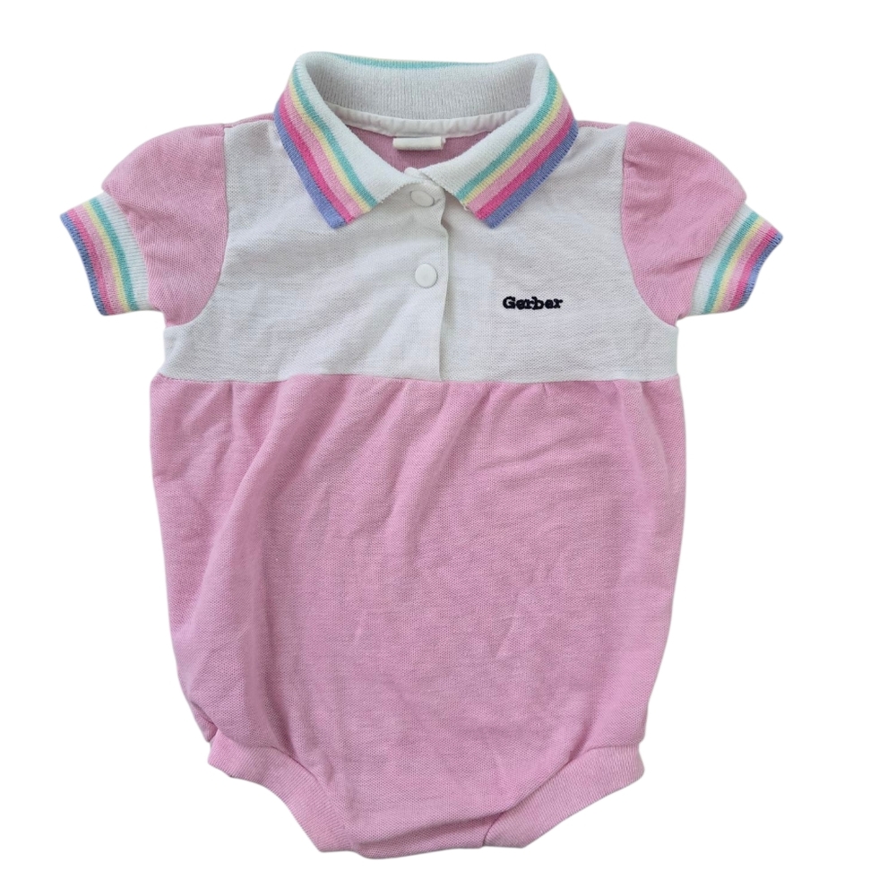 Vintage 1990s Y2K Gerber Pastel Polo Onesie